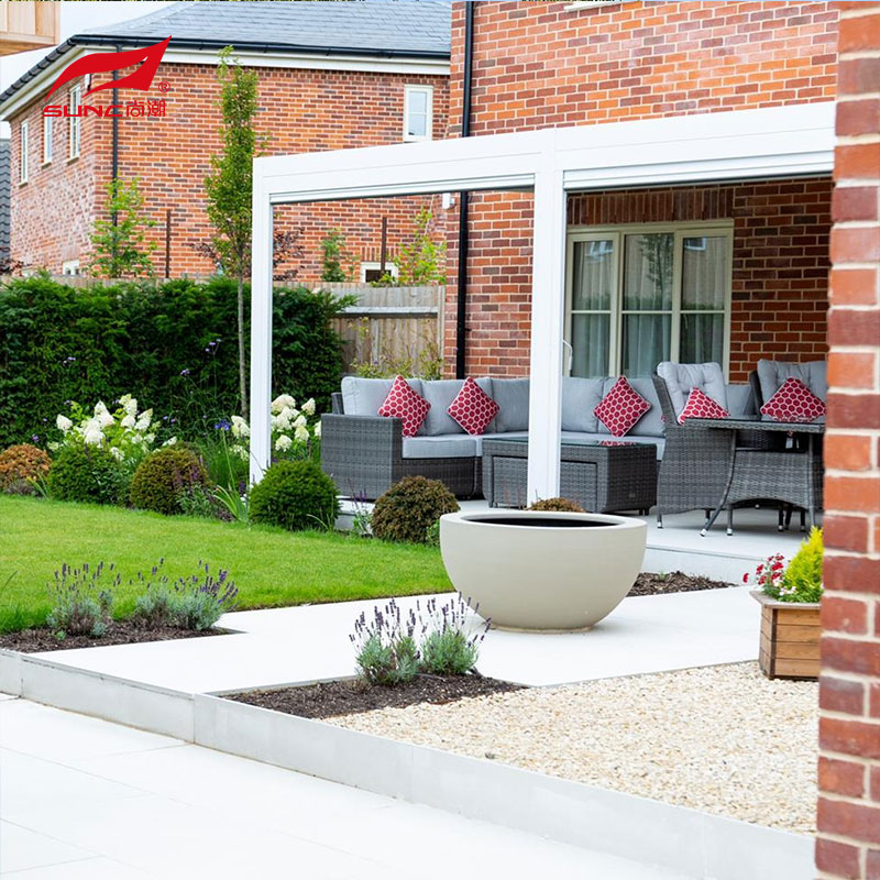 Outdoor Motorized Aluminum Pergola 12" X 20" With Adjustable Roof And Zipscreen Blinds