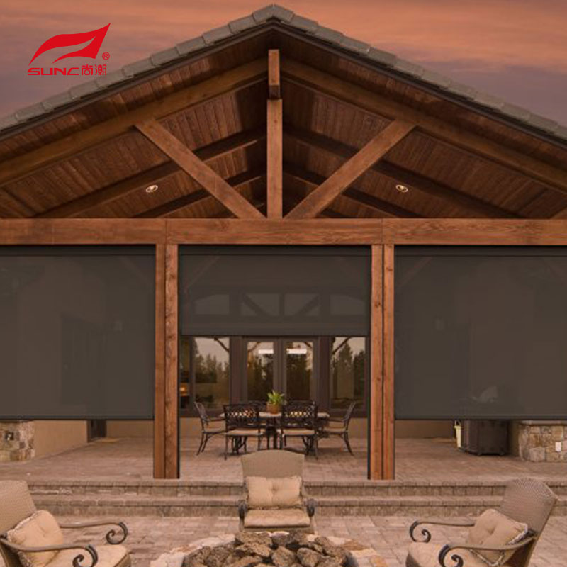 Motorized Outdoor Roller Blinds Window Shade Waterproof Patio Electric Zip Screen Blinds