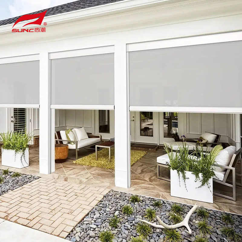 Motorized Outdoor Roller Blinds Window Shade Waterproof Patio Electric Zip Screen Blinds