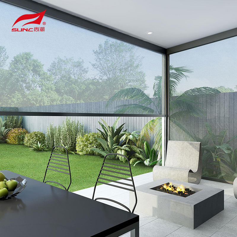 Motorized Outdoor Roller Blinds Window Shade Waterproof Patio Electric Zip Screen Blinds