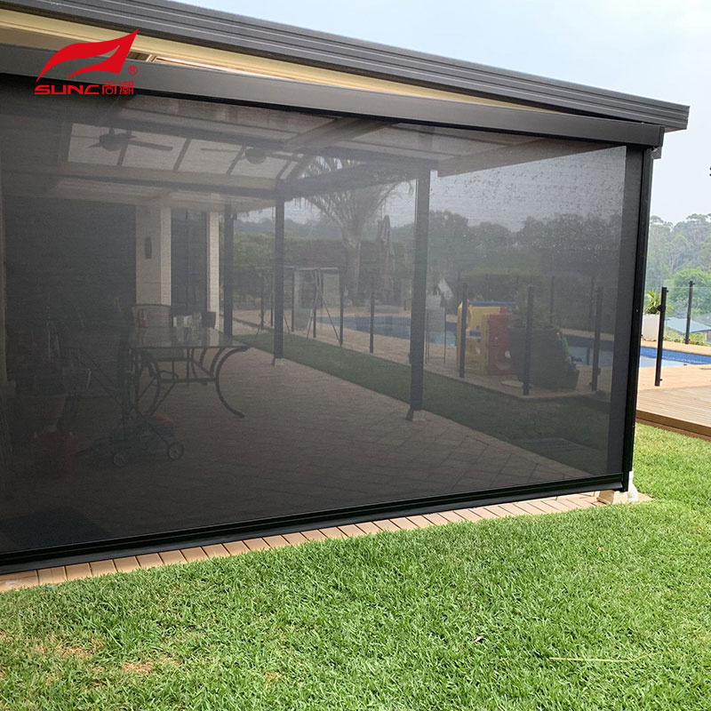  Motorized Zip Screen Blinds Waterproof Patio Window Sunshade Outdoor Roller Blinds for Patio