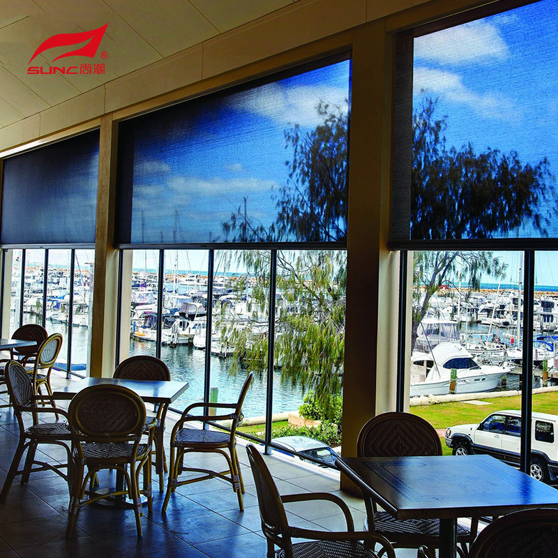  Motorized Zip Screen Blinds Waterproof Patio Window Sunshade Outdoor Roller Blinds for Patio