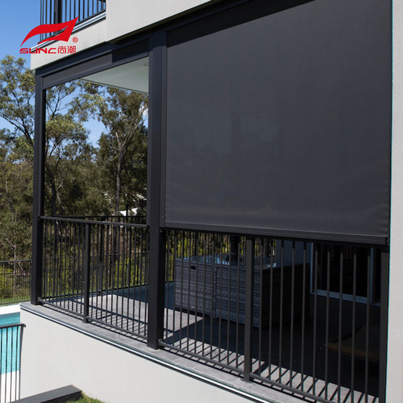  Motorized Zip Screen Blinds Waterproof Patio Window Sunshade Outdoor Roller Blinds for Patio