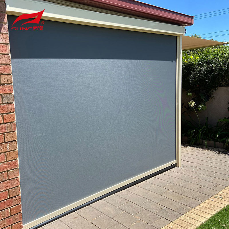  Motorized Zip Screen Blinds Waterproof Patio Window Sunshade Outdoor Roller Blinds for Patio