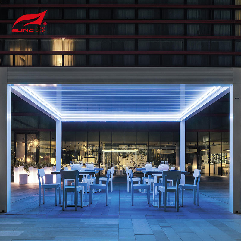 12" X 10" Motorized Aluminum Pergola Waterproof Socket RGB Light For Garden Decoration