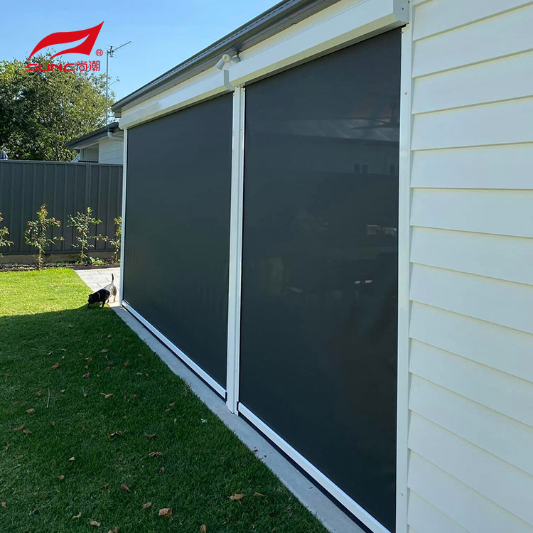 Zip Screen Motorized Outdoor Roller Blinds Window Shade Waterproof For Patio