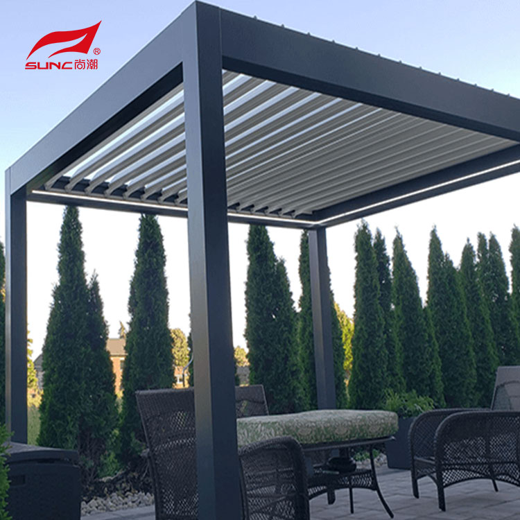 3 X 3 Motorized Aluminum Pergola Waterproof Garden Pergola Patio With Outdoor Blinds