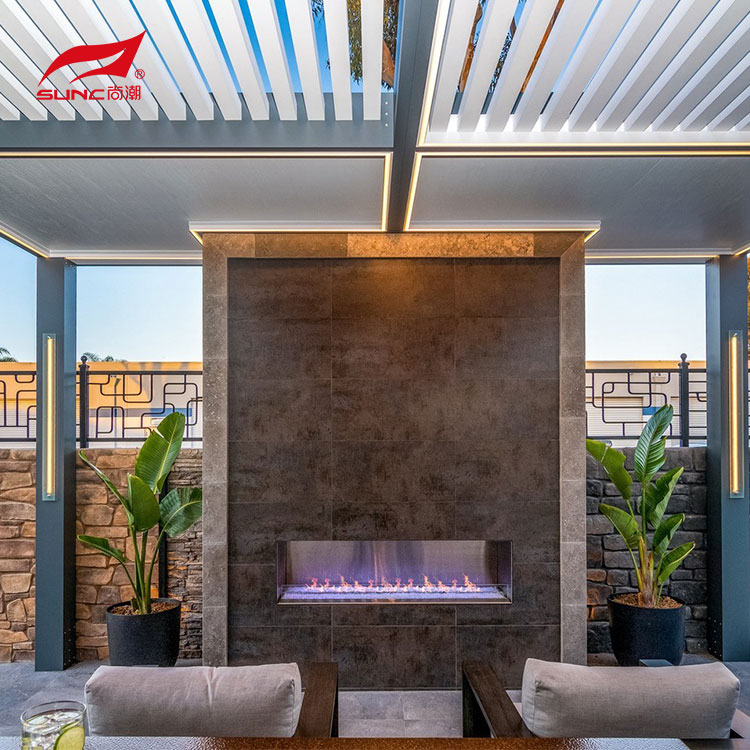 SUNC 9x6 Grey Aluminium Pergola Motorized Louvred Roof Patio With Zip Screen Blinds