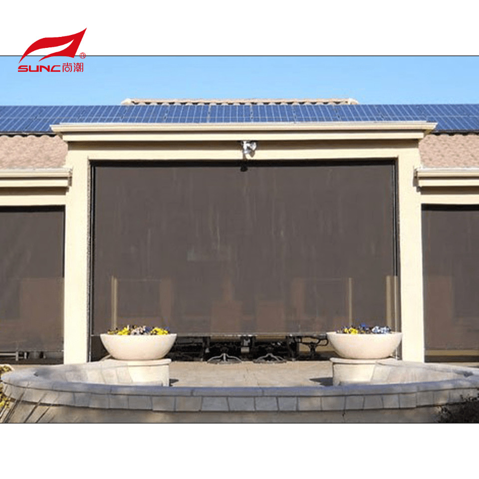 Motorized Outdoor Roller Blinds Waterproof Patio Window Sunshade Zip Track Blinds