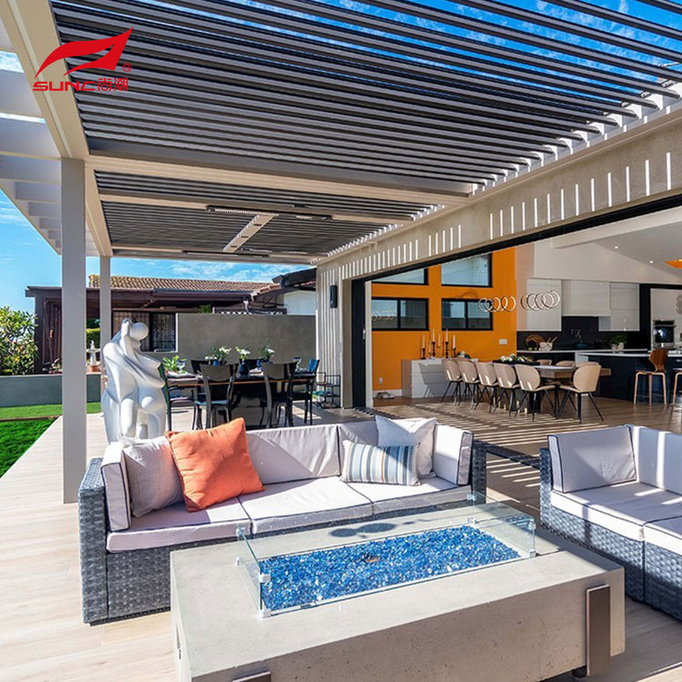 SUNC RGB Light Motorized Aluminum Pergola with Zip Screen Blinds