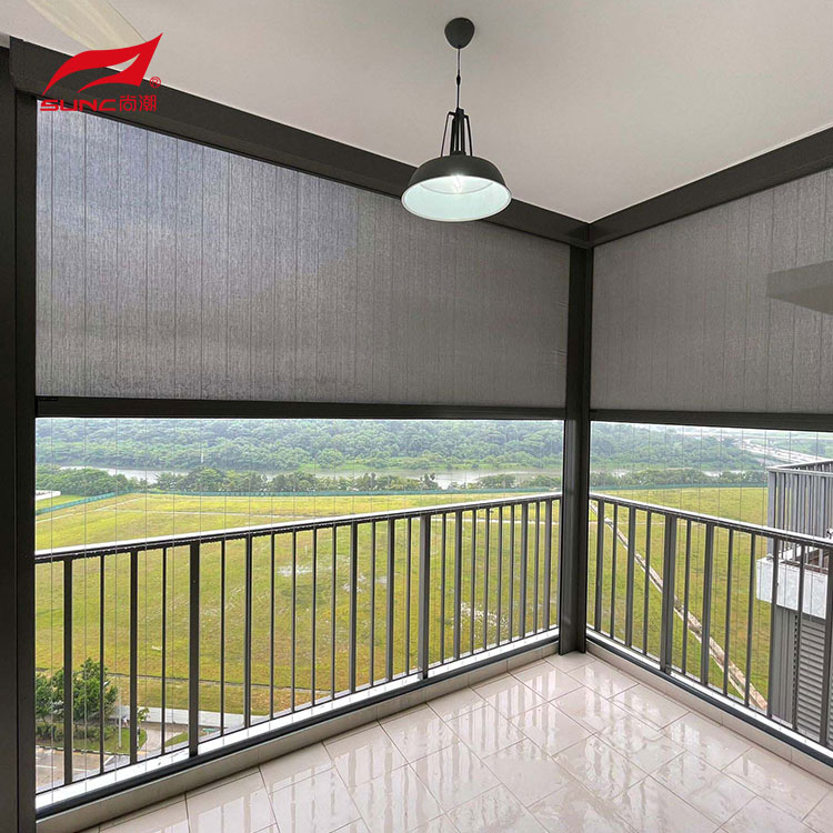 Motorized Outdoor Roller Blinds Window Shade Waterproof Patio Electric Zip Screen Blinds