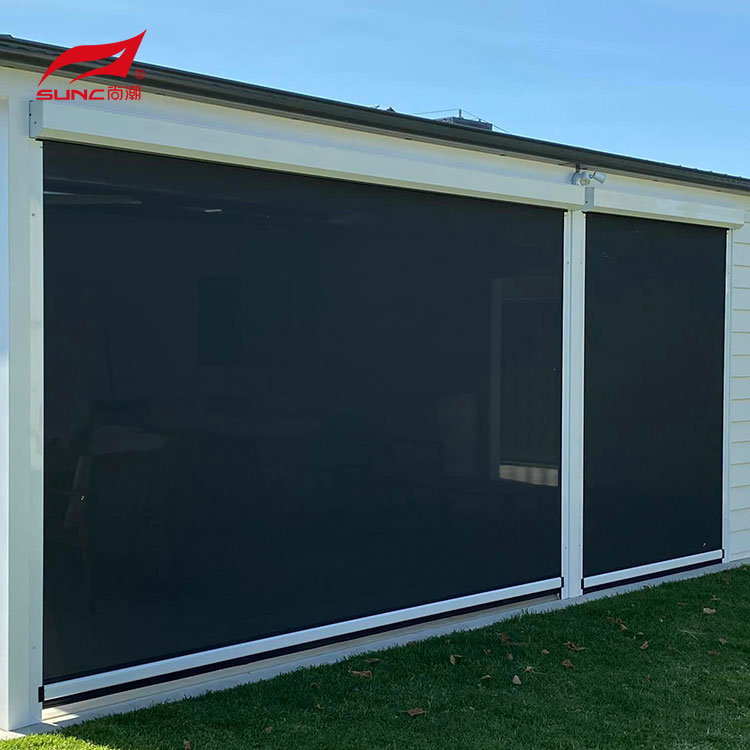 Zip Screen Motorized Outdoor Roller Blinds Window Shade Waterproof For Patio