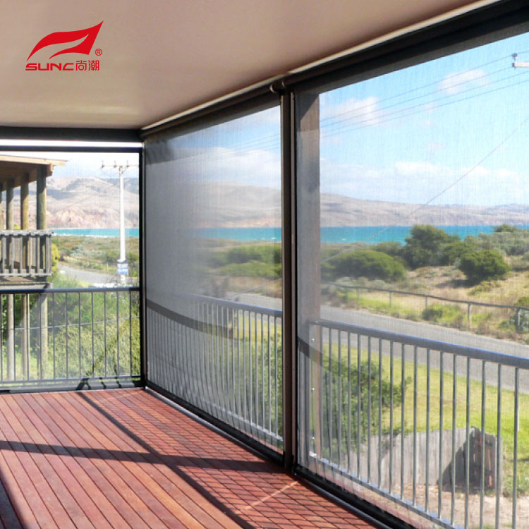 Motorized Outdoor Roller Blinds Window Shade Waterproof Patio Electric Zip Screen Blinds